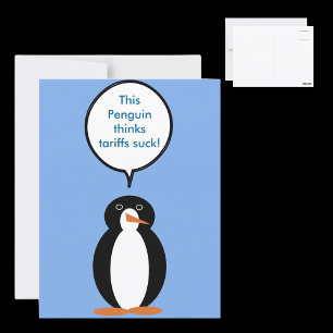 Ms. Penguin Says Tariffs Suck Postcard