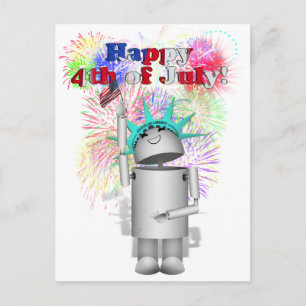 Ms Robo-x9 Celebrates the 4th of July! Postcard