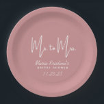 Ms. to Mrs. Bridal Shower Puce Pink Calligraphy Paper Plate<br><div class="desc">Ms. to Mrs. Bridal Shower Puce Pink Calligraphy Paper Plates</div>