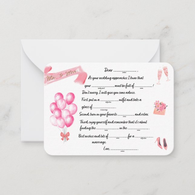 Ms to Mrs Libs Advice Card (Front)
