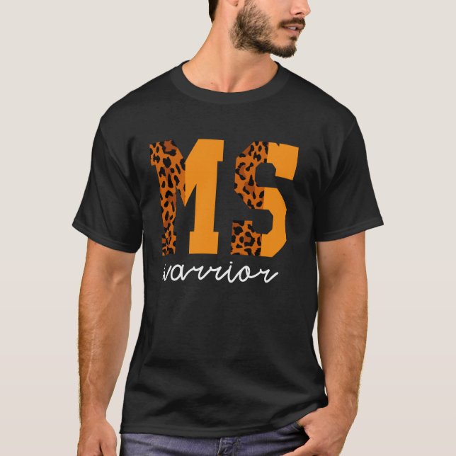 MS Warrior Leopard Print Motivational Support Scle T-Shirt (Front)