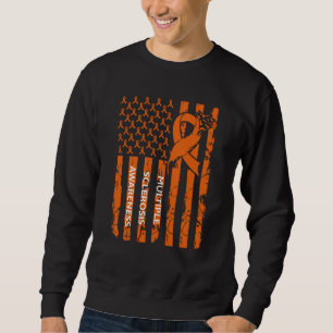 MS Warrior Multiple Sclerosis Awareness Ribbon USA Sweatshirt