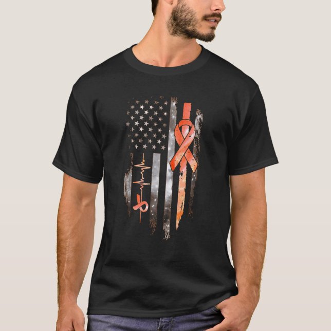 Ms Warrior Multiple Sclerosis Awareness Ribbon Usa T-Shirt (Front)