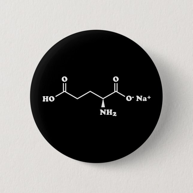 MSG Monosodium Glutamate Molecule Chemical Formula 6 Cm Round Badge (Front)