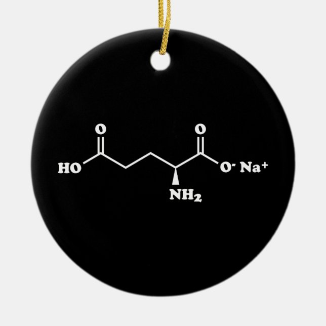 MSG Monosodium Glutamate Molecule Chemical Formula Ceramic Tree Decoration (Front)