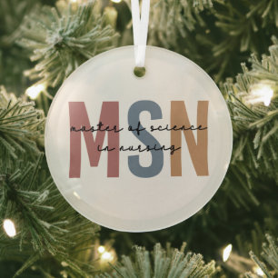 MSN Master of Science in Nursing Graduation Glass Tree Decoration