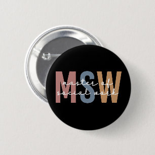MSW Master of Social Work Retro Graduation 6 Cm Round Badge