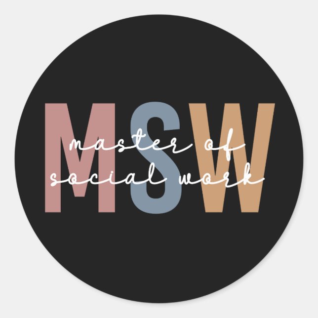 MSW Master of Social Work Retro Graduation Classic Round Sticker (Front)