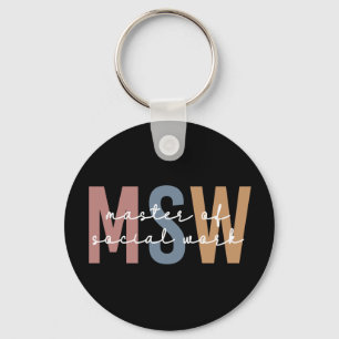 MSW Master of Social Work Retro Graduation Key Ring