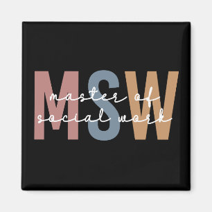 MSW Master of Social Work Retro Graduation Magnet