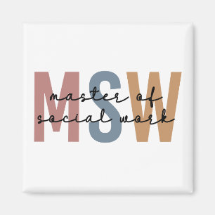 MSW Master of Social Work Retro Graduation Magnet