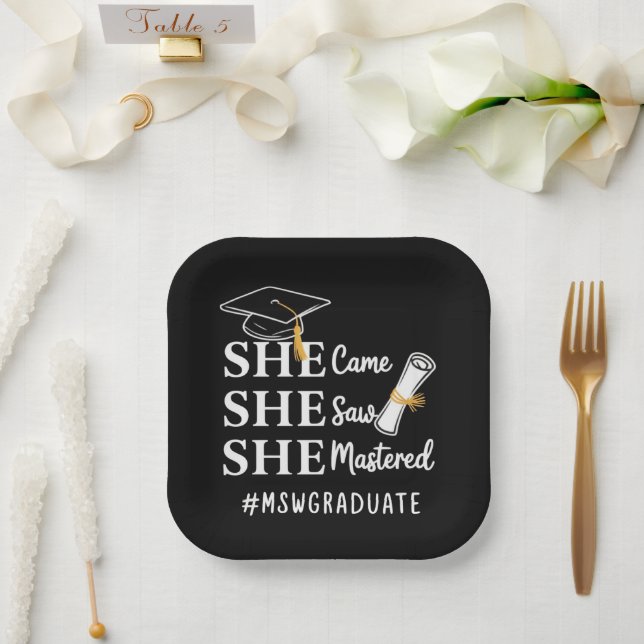 MSW Master’s Degree Master of Social Work Graduate Paper Plate (Wedding)