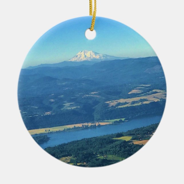 Mt. Adams, Washington Ceramic Tree Decoration (Front)