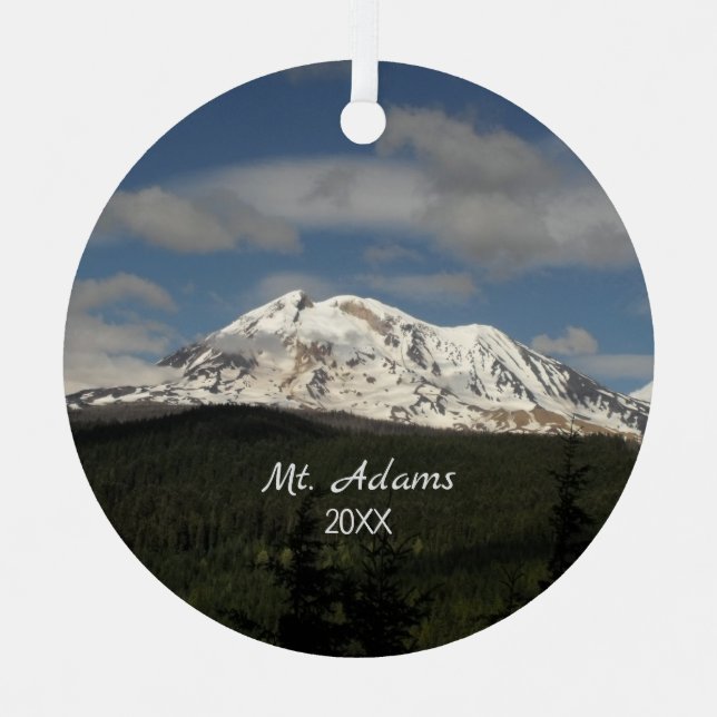 Mt. Adams Washington Scenic Photo Metal Tree Decoration (Front)