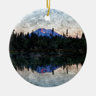 Mt Bachelor, Oregon, at Dawn Ceramic Tree Decoration