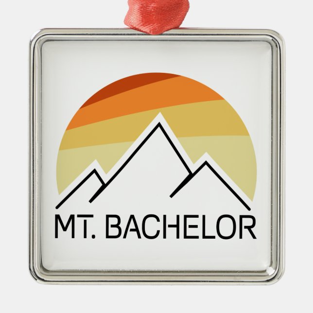 Mt. Bachelor Oregon Retro Metal Tree Decoration (Front)
