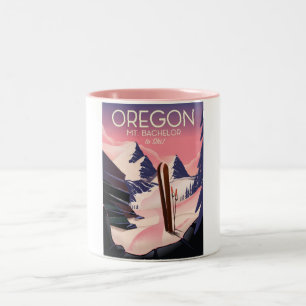 Mt.Bachelor Oregon Ski travel poster Two-Tone Coffee Mug