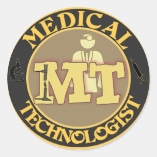 MT BADGE LOGO - MEDICAL TECHNOLOGIST - LABORATORY CLASSIC ROUND STICKER