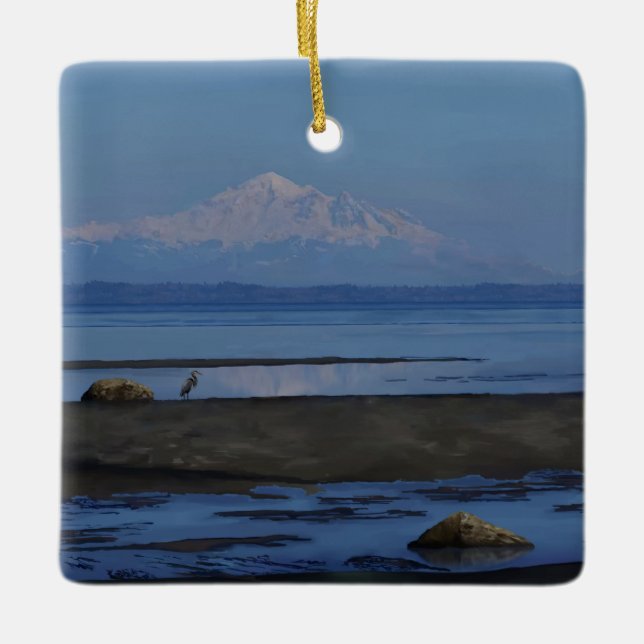 Mt. Baker Ceramic Ornament (Front)
