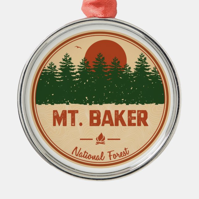 Mt. Baker National Forest Metal Tree Decoration (Front)
