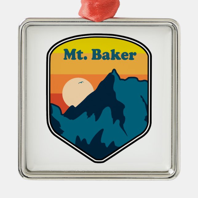 Mt. Baker Washington Sunrise Metal Tree Decoration (Front)