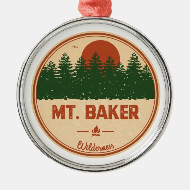 Mt. Baker Wilderness Metal Tree Decoration (Front)