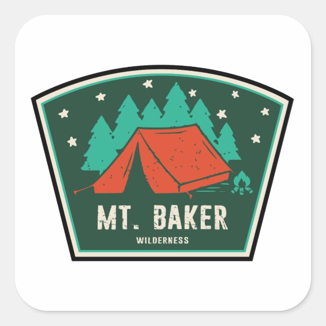Mt. Baker Wilderness Washington Camping Square Sticker (Front)