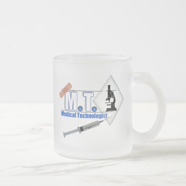 MT BLUE W/ MICROSCOPE - MEDICAL TECHNOLOGIST LAB FROSTED GLASS COFFEE MUG (Right)