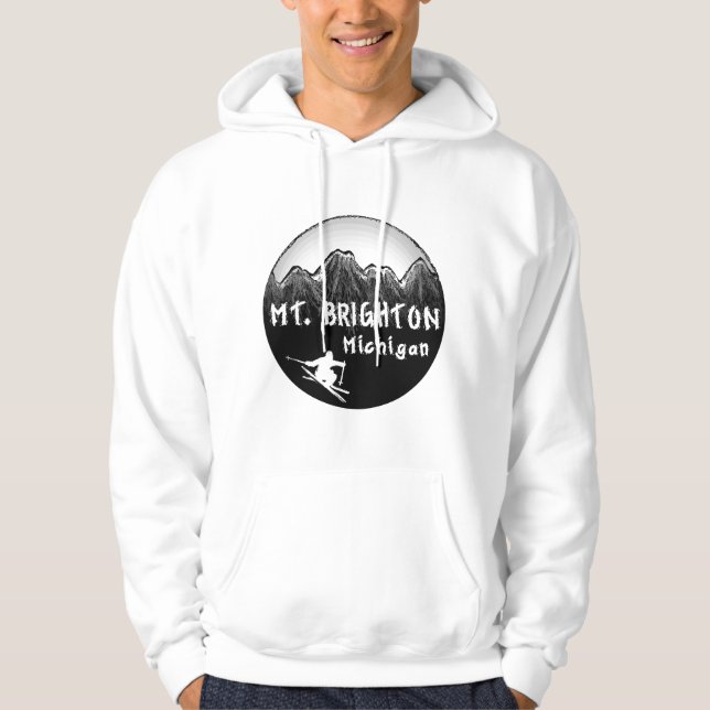 Mt. Brighton Michigan skier Hoodie (Front)