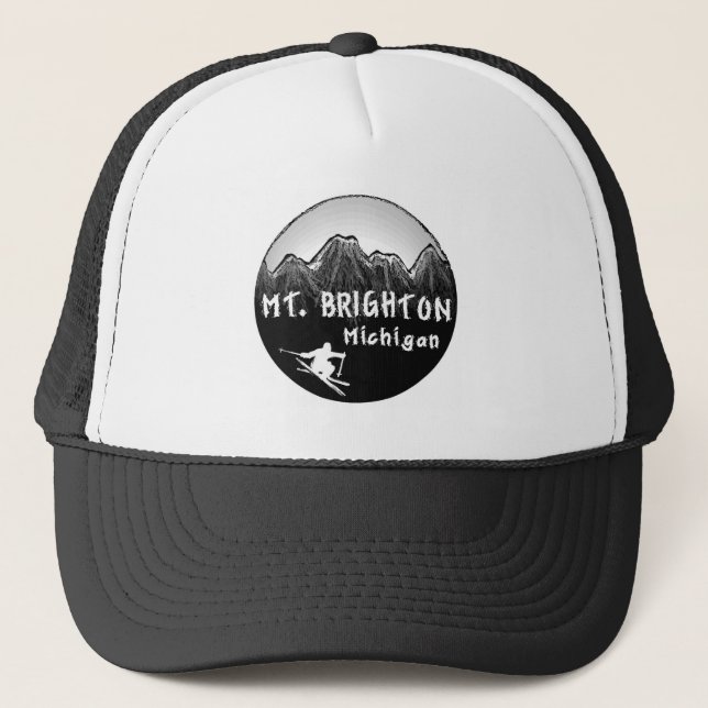 Mt. Brighton Michigan skier Trucker Hat (Front)
