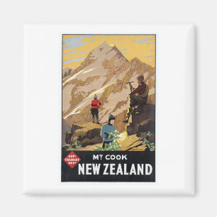 Mt.Cook New Zealand Mountains Vintage Travel Magnet