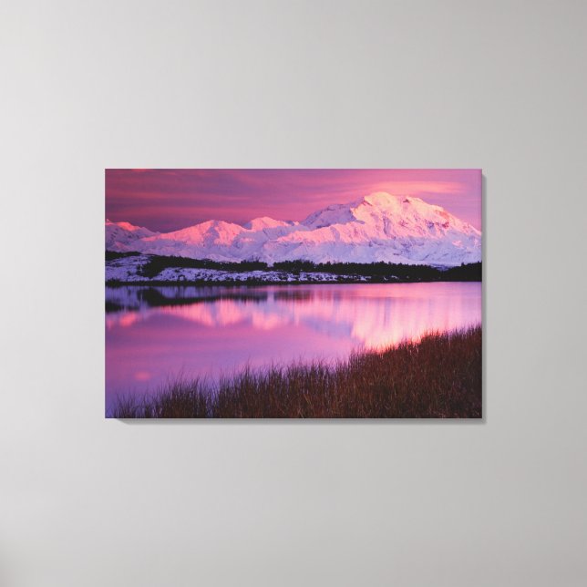 Mt. Denali at sunset from Reflection Pond Canvas Print (Front)