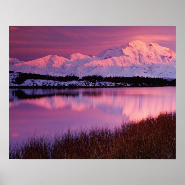 Mt. Denali at sunset from Reflection Pond Poster (Front)