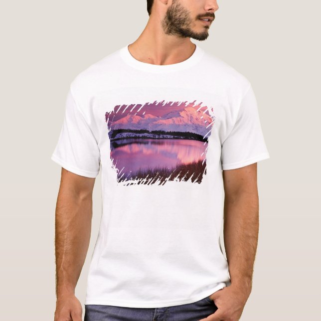 Mt. Denali at sunset from Reflection Pond T-Shirt (Front)