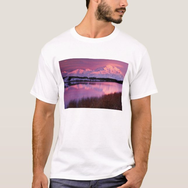 Mt. Denali at sunset from Reflection Pond T-Shirt (Front)