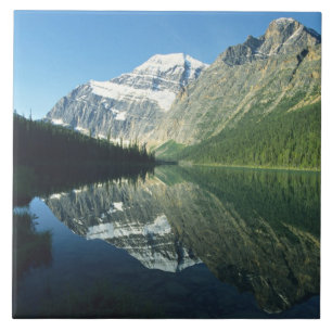 Mt Edith Cavell in Cavell Lake, Jasper National Tile