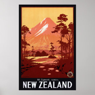 Mt. Egmont New Zealand Vintage Poster 1934