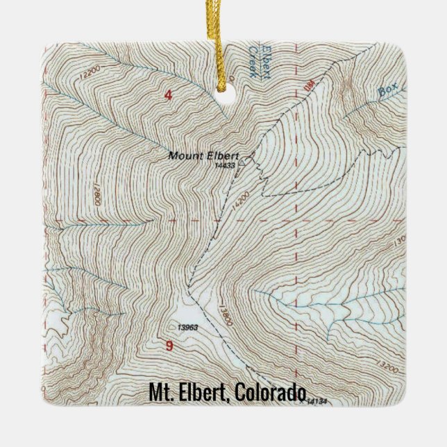 Mt. Elbert CO Topo Map Ceramic Ornament (Front)