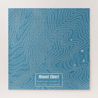 Mt Elbert Topographic Map - Blue Jigsaw Puzzle