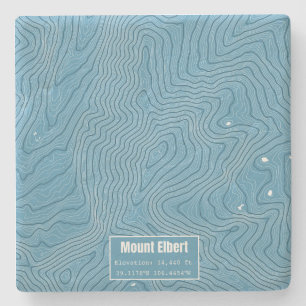 Mt Elbert Topographic Map - Blue Stone Coaster