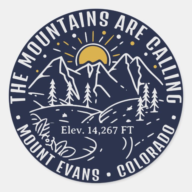 Mt Evans Mountain Adventure Camping Trip Location Classic Round Sticker (Front)