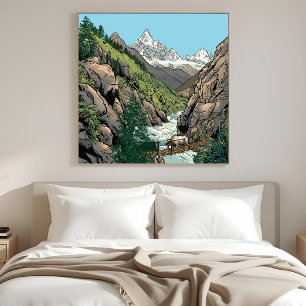 Mt. Everest Region Map Khumbu Valley Yak Bridge Canvas Print
