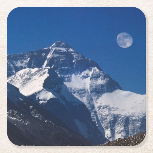 Mt. Everest | Tibet, China Square Paper Coaster (Front)