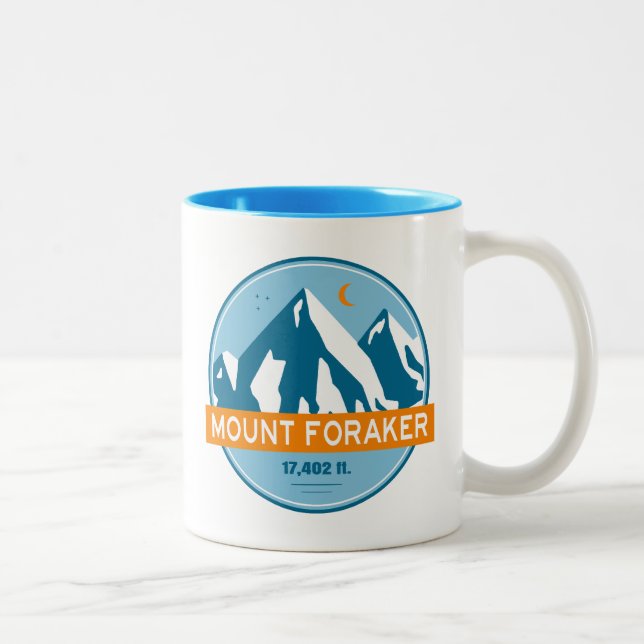Mt. Foraker Alaska Stars Moon Two-Tone Coffee Mug (Right)