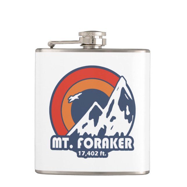 Mt. Foraker Alaska Sun Eagle Hip Flask (Front)