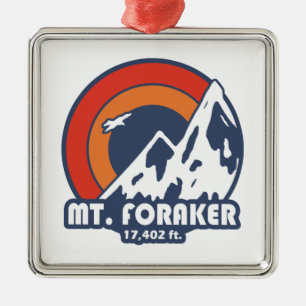 Mt. Foraker Alaska Sun Eagle Metal Tree Decoration