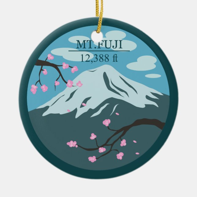 Mt. Fuji Altitude Ceramic Tree Decoration (Front)