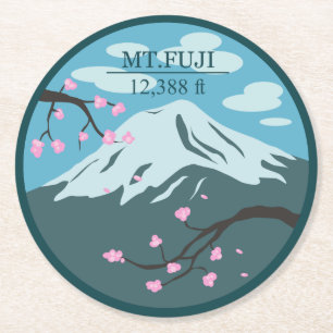 Mt. Fuji Altitude Round Paper Coaster