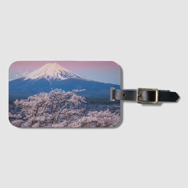 Mt Fuji and Cherry Blossoms Luggage Tag (Front Horizontal)