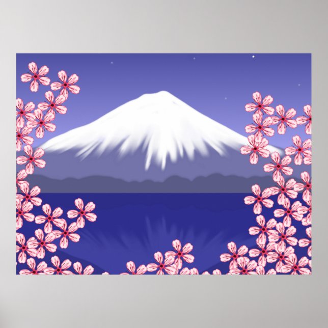 Mt. Fuji and Sakura Blossoms Poster (Front)